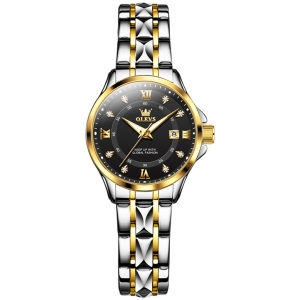 OLEVS 2906 Women Quartz Business Watch Stainless Steel Watchband Round-dial Wristwatch Calendar