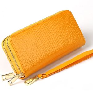 310Double Zipper Long Wallet for Women Large Capacity Can Hold Mobile Phone Wealth Attracting Gold Color Handheld Bag New 2025