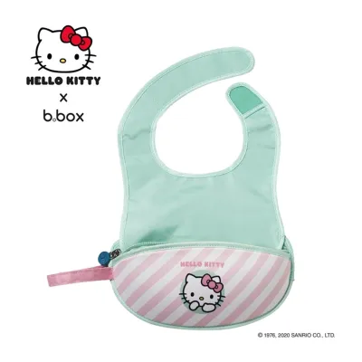 B.Box Hello Kitty Travel Bib + Silicone Spoon - Candy Floss