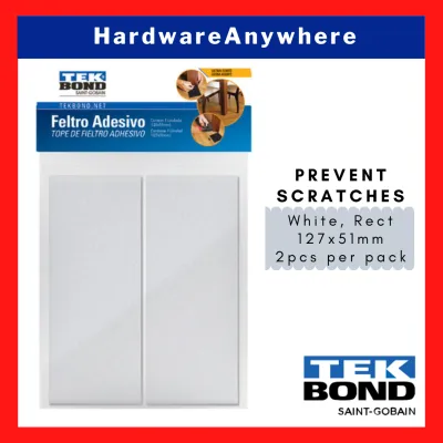 TEKBOND Adhesive White / Black Rectangle Felt Pads 127 x 51mm 2pcs/ pack Protects surfaces & furniture from scratches and damages