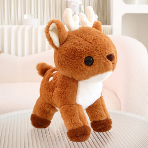 JOJO CASTLE  32/40cm Simulation Sika Deer Plush Toy Stuffed Animals Standing Elk Deer Soft Pillow Kawaii Gift For Children Girl