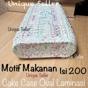 Isi200 Cake Case Oval Lonjong Laminasi 14x5x2.8 cm MAKANAN Anti Minyak Tahan Oven Kertas Roti Sosis