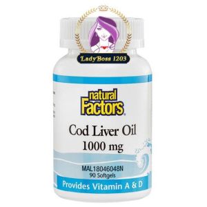 natural Factors Cod Liver Oil 1000mg (Lung Health - Provides naturally source of Vitamin A & D) (90s /90s x2)