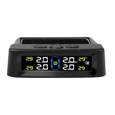 TPMS Car Tire Pressure Alarm Monitor System Temperature Warning Solar Power Digital Display with 4 External Sensors