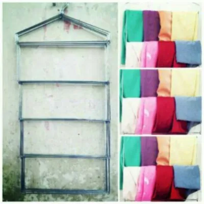 Hanger jilbab organizer 6 susun kawat besi tebal 6 susun display gantungan hijab pashmina