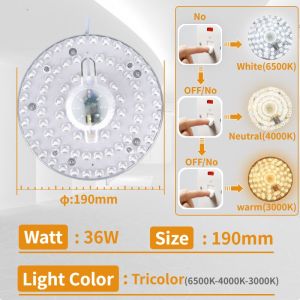 Three Colors Replacement Ceiling Light Circle Ring Light 24W 36W LED Round Ceiling Decoration Ceiling Lamp Downlight