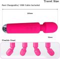 Powerful Hand held Cordless Personal Wand Massager with Memory Feature USB Rechargeable Massage Travel Waterproof 20 Vibration Patterns 8 Speeds Skin Soft Silicone - Magic Stress Away. 