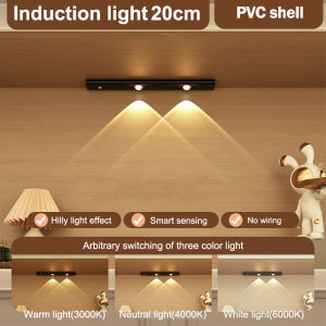 LED Motion Sensor Cabinet Light - 3 Light Modes Stepless Dimming Under Closet Lights 23.6” USB Rechargeable Lights for Kitchen Wardrobe Cupboard Office