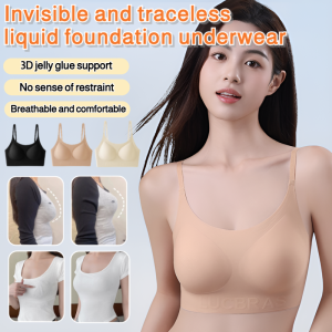 ⚡Invisible Seamless Liquid Foundation Underwear Nude Seamless Bra Liquid Foundation Invisible Underwear Without Steel Ring Gathered and Comfortable Semi-Fixed Cup Beautiful Back Sports Vest