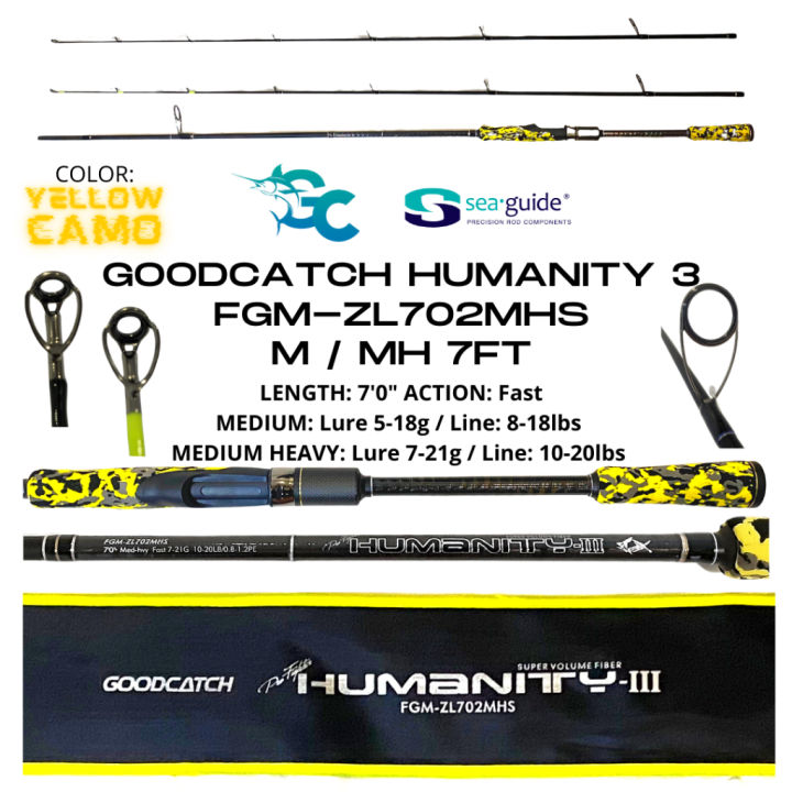GoodCatch GC Humanity 3 III FGM-ZL702MHS YELLOW M / MH Medium / Medium  Heavy 7FT Spinning Fishing Rod