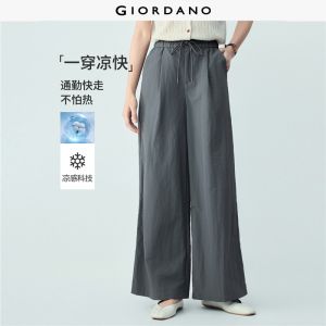 Giordano Women Cooling elastic waist wide leg pants Free Shipping 05415331
