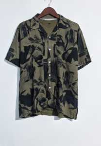 kemeja pria /lengan pendek /kemeja kasual /vintage/ kemeja retro/ motif abstrak/ kemeja bahan rayon/ import