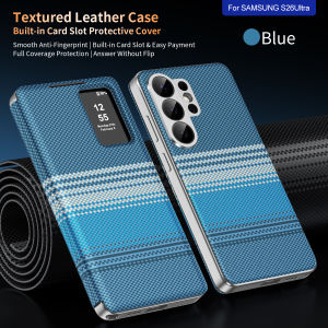 For Samsung Galaxy S26 S25 S24 S23 S22 Ultra Flip Smart Window Display with Card Slot Bracket APP Luxury Leather Phone Cover