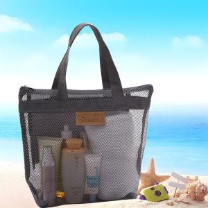 (READY STOCK) Handheld Travel Wash Bag/Outdoor Beach Bag/ Shower Bag/Storage Bag Beg mandi jaring kalis air dengan zip bernafas & cepat kering untuk kegunaan bilik mandi pantai & perjalanan
