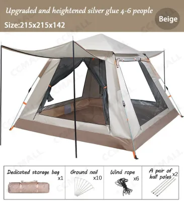 Automatic 4-8 Person Outdoor Camping Tent Two Doors Two windows Tent Outdoor Waterproof tent