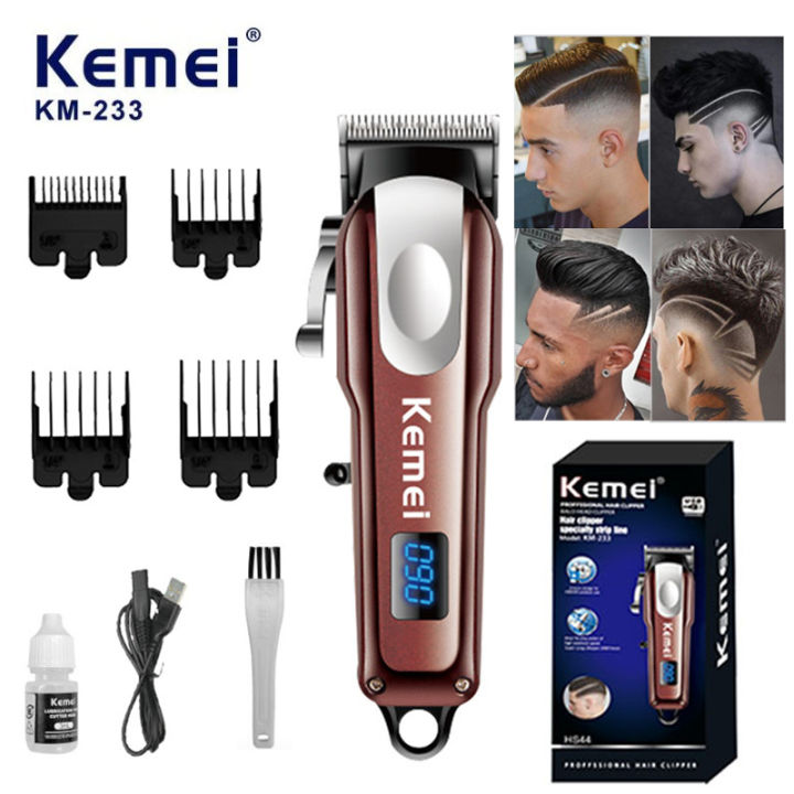 Kemei Professional Cordless Hair Clipper hair Trimmer Electric Shaver For  men's Beard Hair Razor Cutting Machine Black 