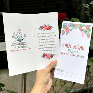 COMBO 5 Thiệp chúc mừng ngày 20/11 có lời chúc mặt ngoài thiệp ngẫu nhiên