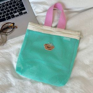 STARGOODS Student Stationery Women Cosmetic Bag Skin Care Storage Bag Makeup Brush Zipper Makeup Bag Portable Large Capacity Mesh Storage Bag Travel Wash