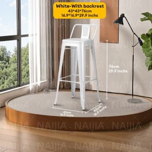 NAIJIA Bar Stool 76/45CM Tolix High Bar Stool Kerusi Makan Kerusi Besi Cafe Chair Metal High Dining Chair Bar Chair Steel Chair Tinggi 吧台椅