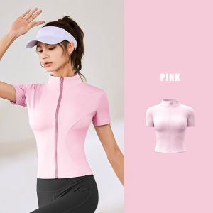 FUYOGI Woman Jacket Short Sleeve Yoga Gym Zipper Sports Workout Quick Dry Tight Fitting