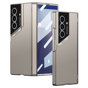 Mecha Design Z Fold 7 Hard PC Case Cover Matte Metallic All-Round Protection Samsung Galaxy Z Fold7 Casing Magnetic Hinge Anti-Drop Durable Plastic Phone Case with Tempered Glass