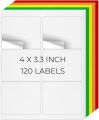 Red Printable Address Labels 3-1/3" × 4" Self-Adhesive Vinyl Shipping Blank Stickers Removable Mailing Decals for Inkjet Printer 120 Labels. 