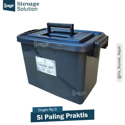 Container Box kb 27 Liter Kotak Penyimpanan dengan handle / Jinjingan Serbaguna CB 20 Liter Murah Akako Warna Hitam