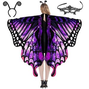 Popular Rotating Butterfly Shawl for Halloween Belly Dance Gradient Colorful Wings Large Butterfly Cape