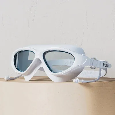 Swimming Goggles Adults Big Frame With Earplugs Swim Glasses Adjustable For Men Women Professional HD Anti-fog Silicone Goggles