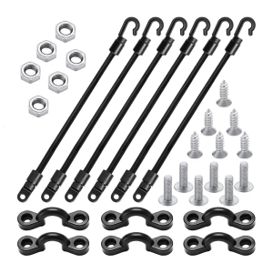 Fishing Rod Deck Mount Poles Holder Set Shock Bungees Cord Karabiner Hook for Fishing Boats and Kayaks