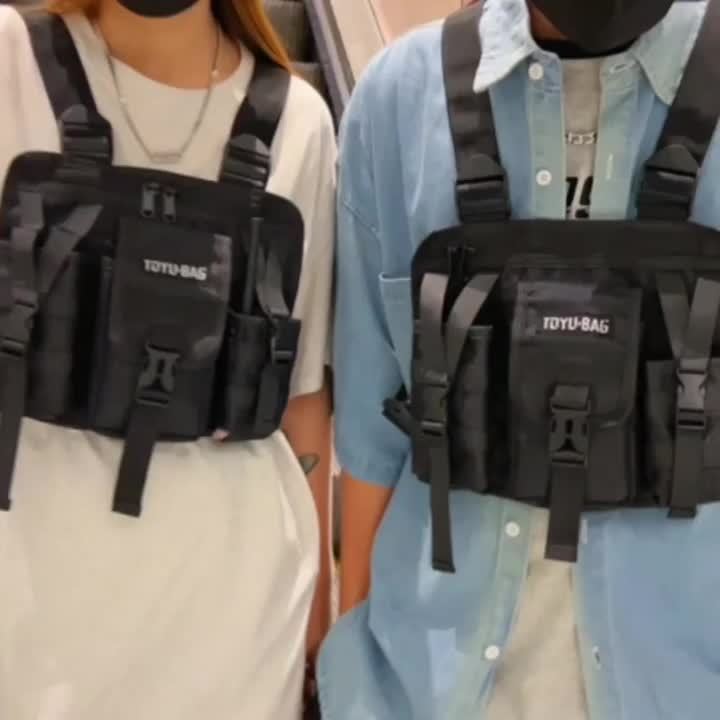 Functional Tactical Chest Bag Fashion Bullet Hip Hop Vest Streetwear Bag  Waist