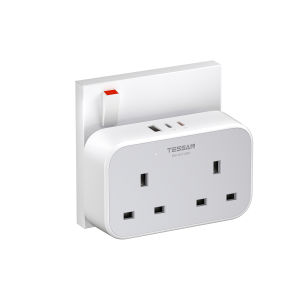 TESSAN Extension Plug Multi Socket with USB+Type CMini Dual Plug AdapterWall Charger Power Extension