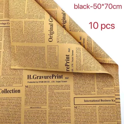 50*70cm Flower Packaging Material Retro Kraft Paper English Newspaper Bouquet Gift Wrapping Paper