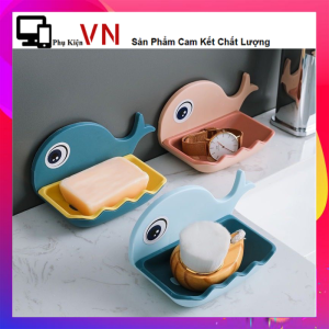 Khay Đựng Xà Phòng Dán Tường Hình Cá Heo Xinh Xắn Có Lỗ Thoát Nước - Kệ Để Xà Bông Hình Cá Voi Dễ Thương/ Hộp đựng xà phòng tắm trong phòng tắm Hộp đựng xà phòng bọt biển