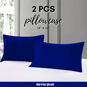 2pcs Pillowcase premium quality breathable fabric durable plain cover royal blue pure cotton 18x28