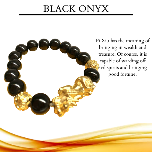 Buy GEMTUB pack of 2 Feng Shui Black Obsidian Pixiu|Om mani Bracelet Wealth  Good Luck Dragon with Double Gold Plated Pi Xiu/Pi Yao Attract Luck and  Wealth 12mm beads size Online at