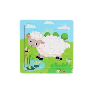 LD-M167 Mainan Edukasi Puzzle Anak Karakter Hewan Dan Kendaraan Puzzle Kayu 9Pcs Mini Wooden Puzzle