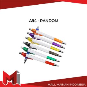 MallMainan-A94 Pulpen Plastik 1MM Pen Promosi Segi Empat / Pena Cetekan Pulpen Alat Tulis Kantor
