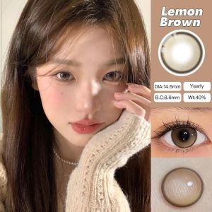 Mrs.H Hot Sale Popular Fashion 2Pcs Graded(0~-8.00) Brown  Colored Contact Lens With Power Big Eyes Natural soft Lens Yearly Use 14.2-14.5mm美瞳年抛