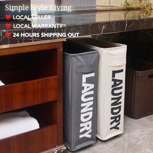 [SG Ready Stock] Laundry Basket With wheels★45L/66L/84L Capacity★Foldable Slim Durable Lockable Waterproof Oxford★All Purpose Storage Clothes Toys★Ship From Spore★Local After-Sales Support