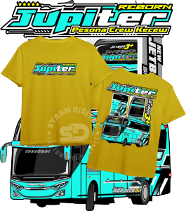 Kaos baju Anak Buss Basuri  buss mania JUPITER REBORN PESONA CREW KECEW DEPAN BELAKANG  laki laki / perempuan 1-12 TAHUN-GRATIS STICKER