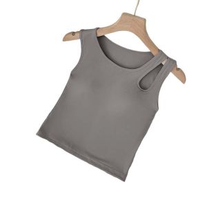 SEEMAY Không để lại dấu vết Áo camisole nữ Màu sắc đồng nhất Có đệm ngực Corset phong cách Hàn Quốc Thanh lịch xe tăng Áo crop top Mùa xuân mùa hè