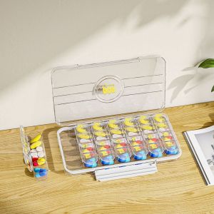 【SG】Monthly Pill Organizer 28 Day Pill Box Large Capacity Pill Case with 28 Cells for Pills Medicine Fish Oil Supplement