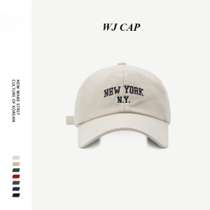 【WJ】Korean embroidered soft top baseball cap for men Internet celebrity street photography autumn and winter Korean version fashion show face small duckbill cap woman