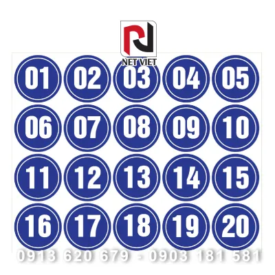Sticker Bộ Số 01 Đến 60 Dán Số Thứ Tự Dành Cho Nhà Hàng Quán Cà Phê Quán Nhậu Quán Ăn... Decal Nhựa Không Thấm Nước