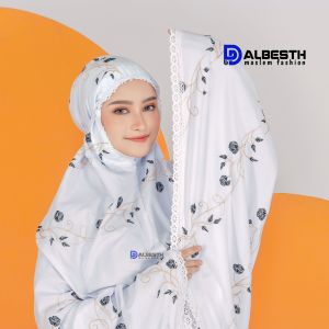 Mukena Dewasa Teratai Tulip Katun Silk Jumbo Terbaru 2025 Bordir Mewah Manik Mutiara premium