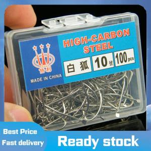 Sports🚴🏻‍♀️ 100pcs đóng hộp trắng Fox móc thép gai bạc carbon cao thép cho pelteobagrus fulvidraco và cá hồng câu cá
