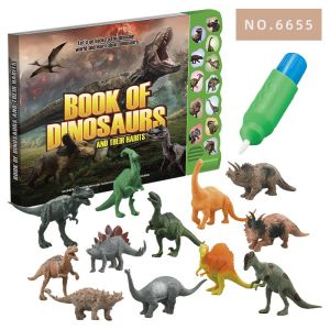 Dinosaur Point Reading E-Book With Dinosaur Audio Sound With 12pcs Dinosaur Toy Can Coloring Best Bithday Present-B042