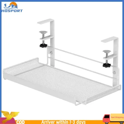 【Hospor】Under Table Cable Management Rack Adjustable Thickness Wire Management Tray Under Desk Cord Organizer for Home Office