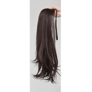 XINSU38 Brown Soft High quality Clip In Girls Heat Resistant Fiber Invisible Women Hair Extension Synthetic Drawstring Straight Ponytail Ladys Wig Long Ponytail Wig Pony Tail Hairpiece